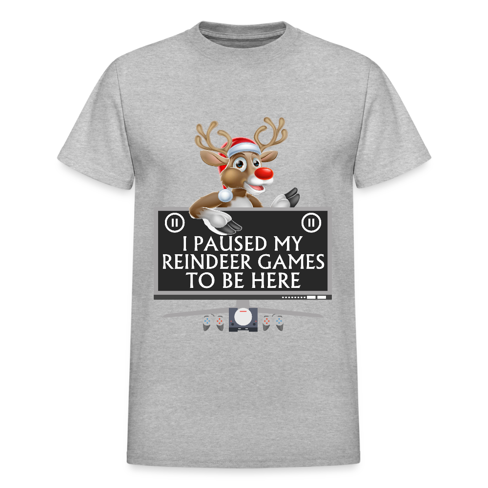 I Paused My Reindeer Game To Be Here Shirt, Gamer Shirt, Christmas Valentines Gift, Gamer Gift, Funny Gaming Shirt, Brothers Gift, Rudolph The Red Nose Reindeer Shirt. - heather gray