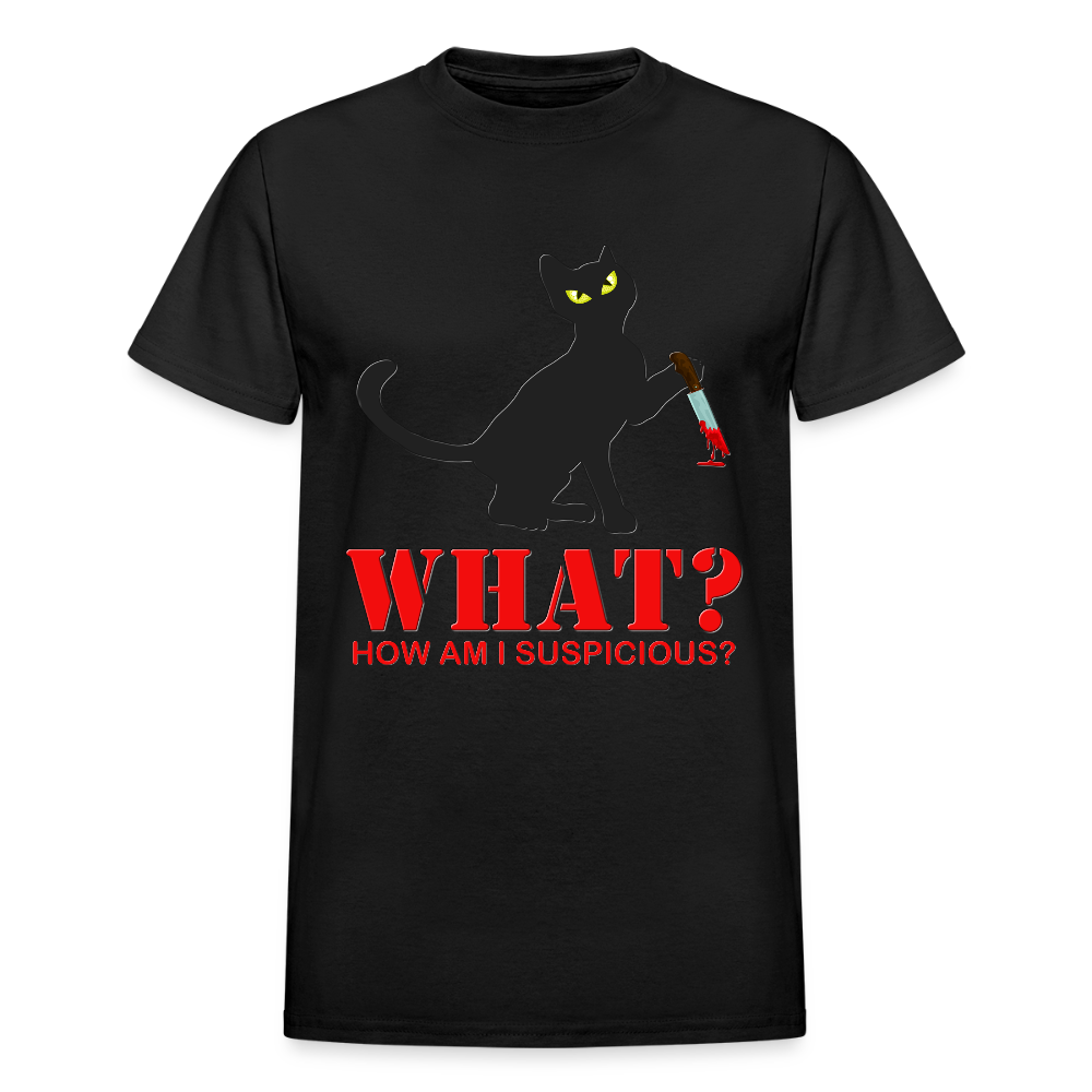 Halloween Cat Shirt, Cat What Funny Black Cat Shirt, How Am I Suspicious, Murderous Cat With Knife T-Shirt, Knife Murderous Cat Tee Shirt, Funny Cat Lover Shirt - black