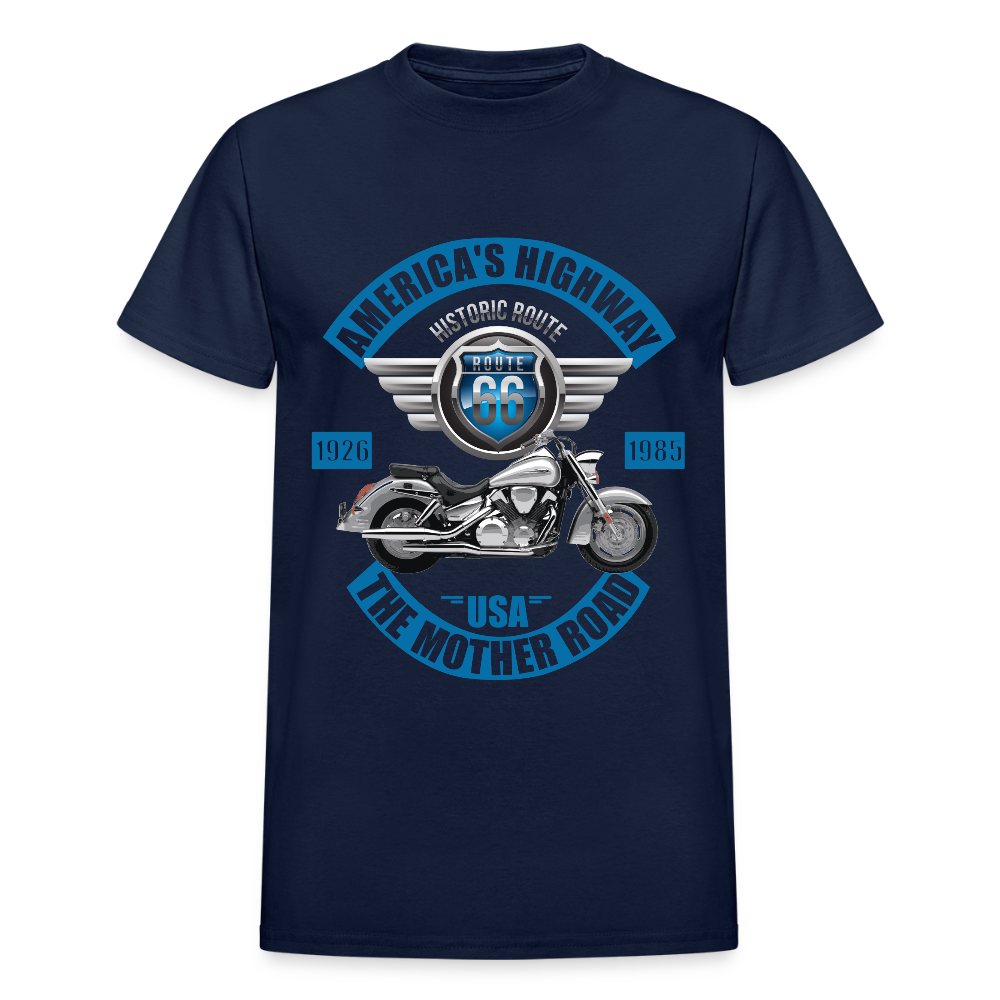 America's Road, Route 66 Shirt, Fathers Day Gift, Mother Road, Route 66 T-Shirt, Road Trip Shirt, Route 66 USA Motorcycle Biker Souvenir Tee - navy