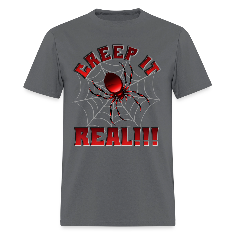 Creep It Real, Spider Shirt, Halloween Shirt Men, Black Spooky Shirt, Funny Halloween, Halloween, Web, Spiderweb Shirt, Men's Premium T-Shirt - charcoal