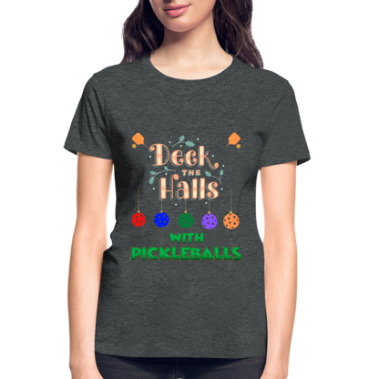 Pickleball Christmas, Deck The Halls With Pickleballs, Pickleball, Pickleball Player, Pickleball Paddle, funny pickleball Shirt - deep heather