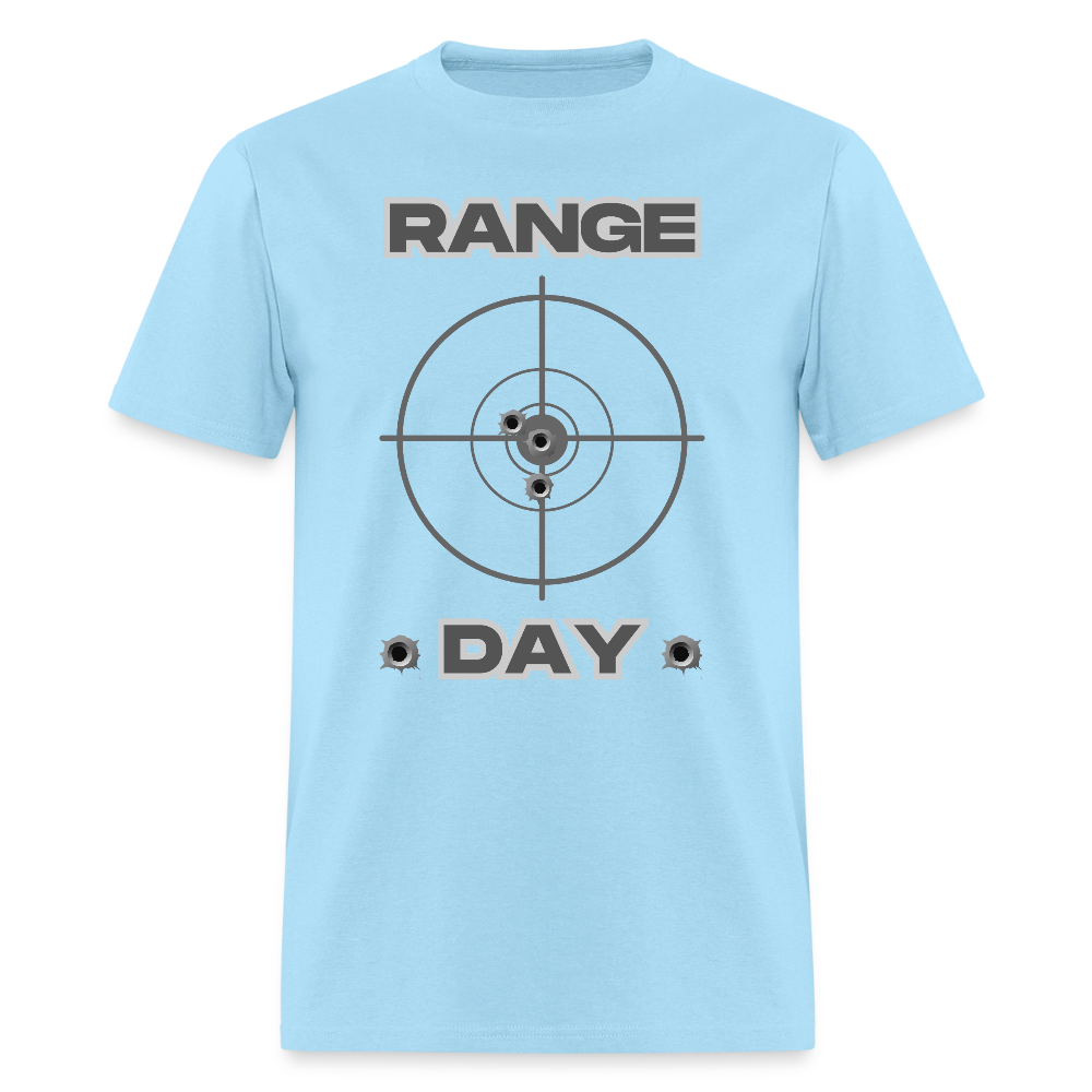 Range Day Shirt, Rifle Shirt, Gun Lover Shirt, Bullet Hole Shirt,  Gun Lover Gift,  Bullet Gun Shirt, Funny Bullet Gun, Gun Lover, Veteran Gift, Pew T-shirt. - powder blue