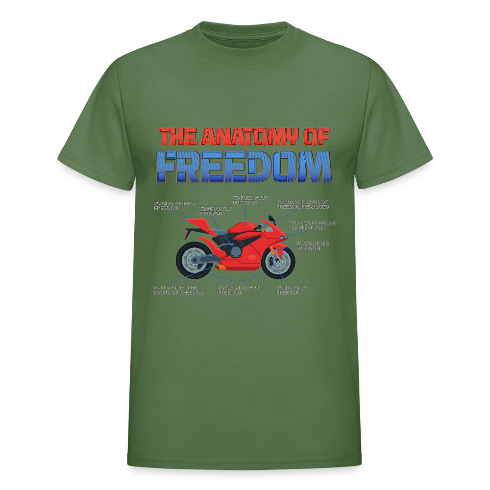 Motorcycle Gift, The Anatomy Of Freedom Shirt, Biker Lover Gift, Gift For Biker, Motor Cross, Motorcycle Anatomy - military green