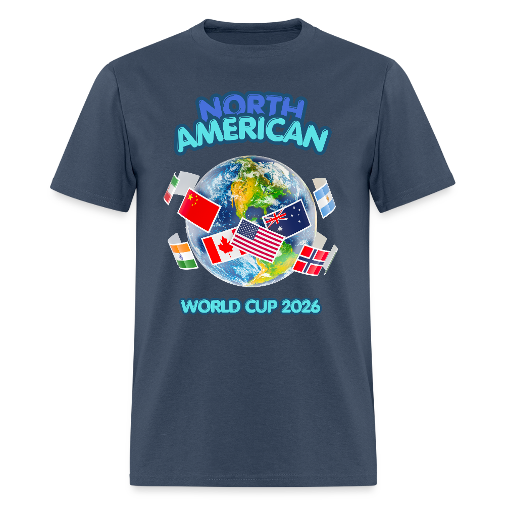 North American World Cup Shirt, World Cup 2026, Soccer Football Fans, North American World Cup, Soccer Shirt, World Cup, Football Shirt, 2026 World Cup Shirt, Game Day Shirt, World Cup Trophy -  blue dusk