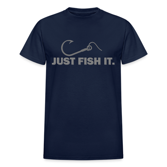 Funny Fishing Shirt, Just Fish It Shirt, Gift For Fisherman, Fishing Shirt, Fishing Gifts, Gift For Dad, Fisherman T shirt - navy