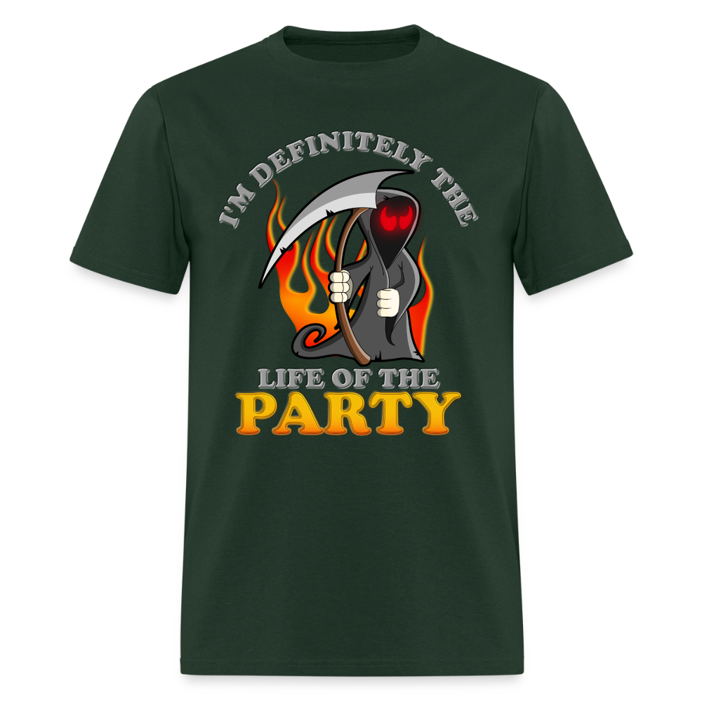 I'm Definitely The Life Of The Party, Grim Reaper, Death, Happy Halloween, Monster, Trick Or Treat, Spooky, Scary, Skull, Wolf, Werewolf, Orange, Bat, Red, Mountain, Men's Premium T-Shirt - forest green