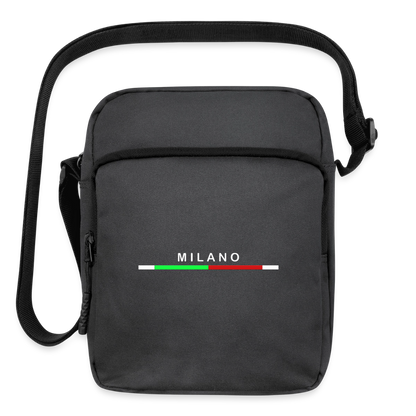 Milano Upright Crossbody Bag, Milan Upright Crossbody Bag, Vacation Holiday Milano Upright Crossbody Bag,   Italia Upright Crossbody Bag, Italian Flag Upright Crossbody Bag, Italian Gift Idea, Italy Upright Crossbody Bag - charcoal grey