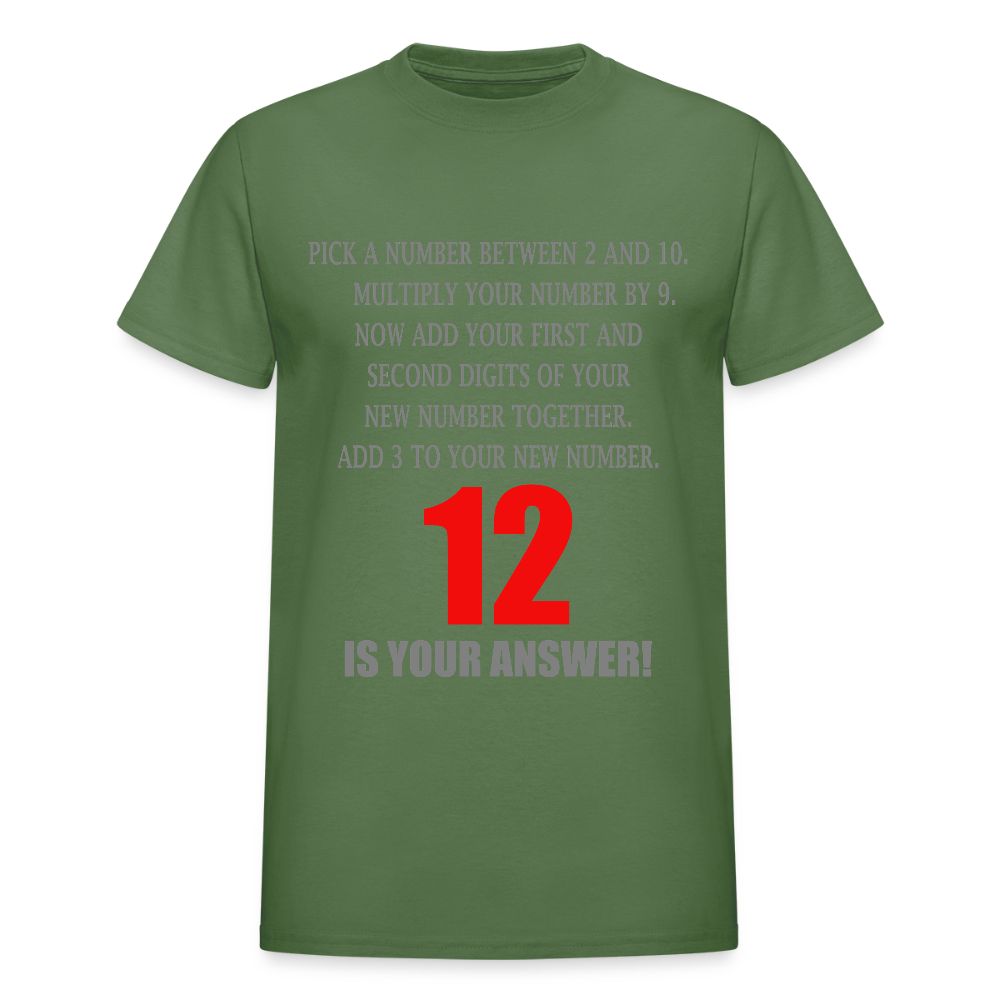 Problem Solving Math Teacher Shirt, Mathematics Shirt, Funny Joke Shirt, Answer Quote Lucky 12 Shirt, Mind Reading Sarcastic Cool - military green