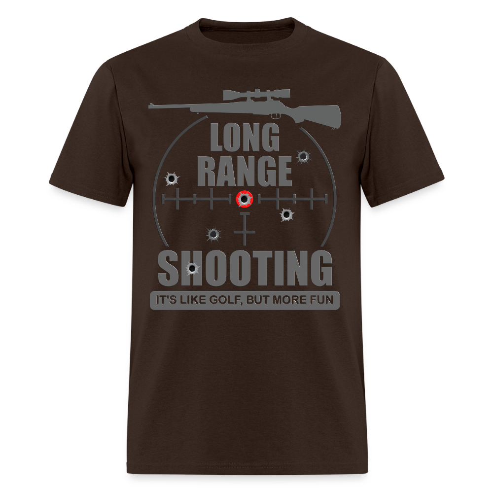 Long Range Shooting Shirt, Rifle Shirt, It's Like Golf But More Fun, Bullet Hole Shirt,  Gun Lover Gift,  Bullet Gun Shirt, Funny Bullet Gun, Gun Lover, Veteran Gift, Pew T-shirt. - brown