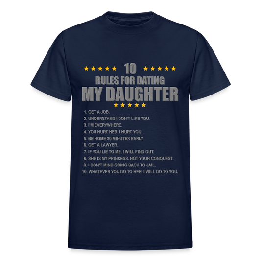 Gift For Father, Gift For Daddy, 10 Rules For Dating My Daughter T shirt, Shirt T-Shirt Gift For Father, Gift For Dad, Number One Star Dad For Him - navy
