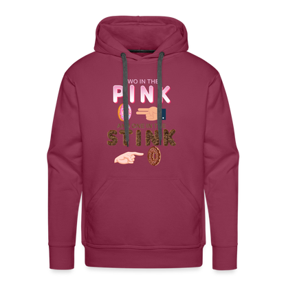 Adult Humor Shirt, The Shocker Symbol Hoodie, Inappropriate adult sexual humor, 2 in the pink, 1 in the stink, butt play anal joke, Two, One - burgundy