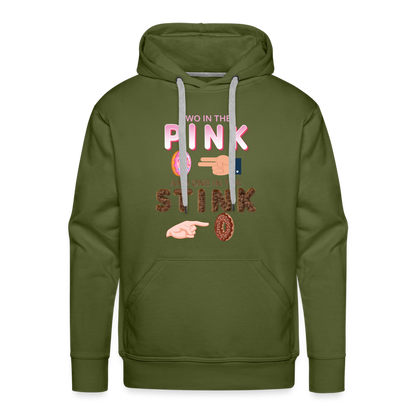 Adult Humor Shirt, The Shocker Symbol Hoodie, Inappropriate adult sexual humor, 2 in the pink, 1 in the stink, butt play anal joke, Two, One - olive green