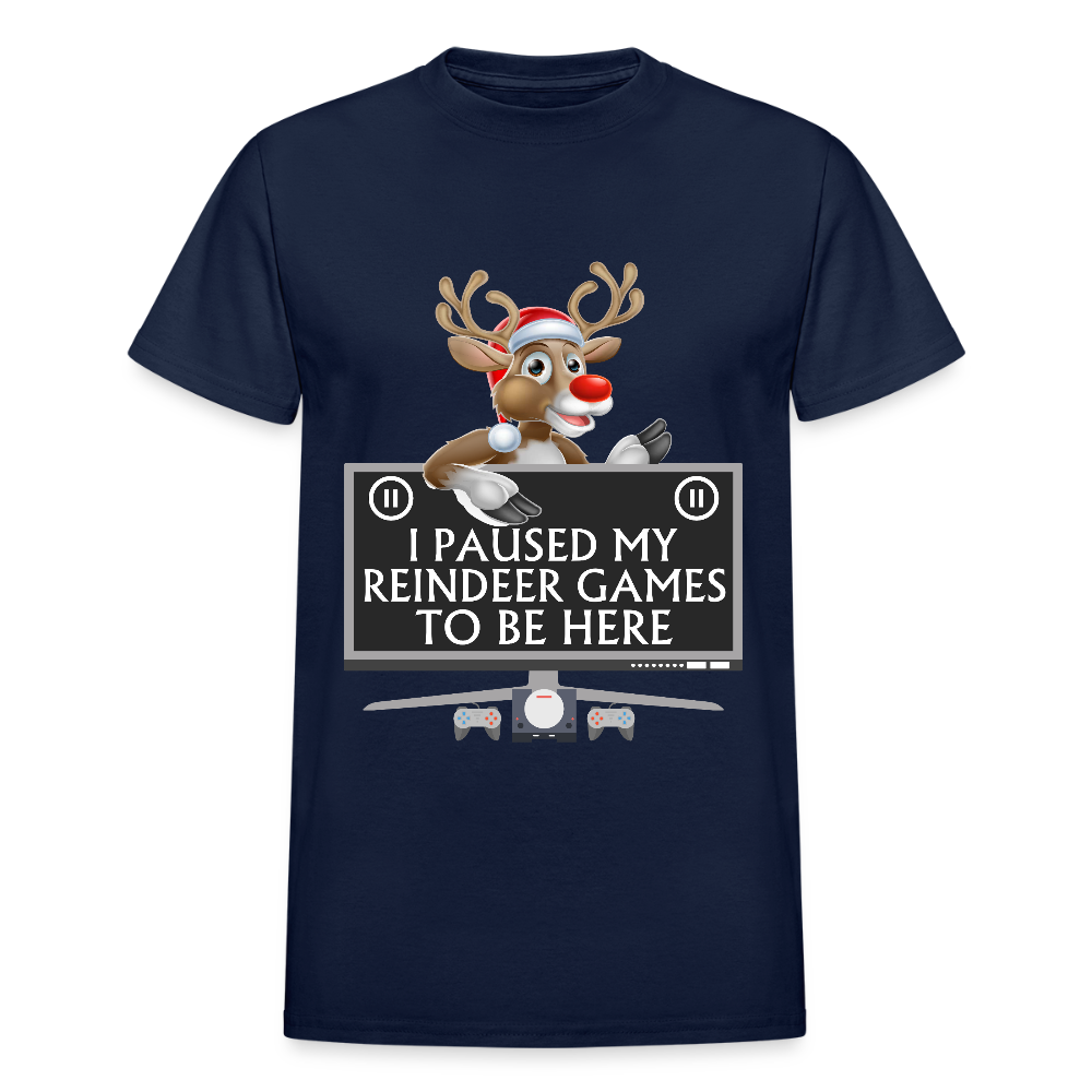 I Paused My Reindeer Game To Be Here Shirt, Gamer Shirt, Christmas Valentines Gift, Gamer Gift, Funny Gaming Shirt, Brothers Gift, Rudolph The Red Nose Reindeer Shirt. - navy