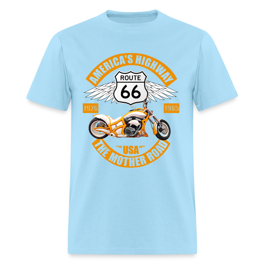 Route 66 Shirt, America's Road, Fathers Day Gift, Mother Road, Route 66 T-Shirt, Road Trip Shirt, Route 66 USA Motorcycle Biker Souvenir Tee - powder blue