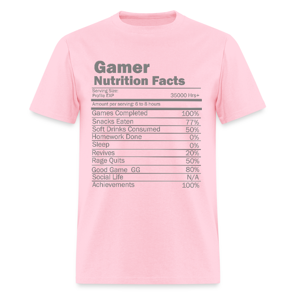 Gamer Nutrition Facts Video Game Shirt, Birthday Gift, Valentine Gift Gift For Gamer, Gamer Gift, Valentine's Day Gift, Gift For Him - pink