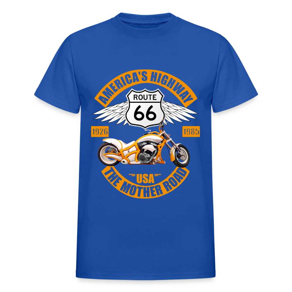 Route 66 Shirt, America's Road, Fathers Day Gift, Mother Road, Route 66 T-Shirt, Road Trip Shirt, Route 66 USA Motorcycle Biker Souvenir Tee - royal blue