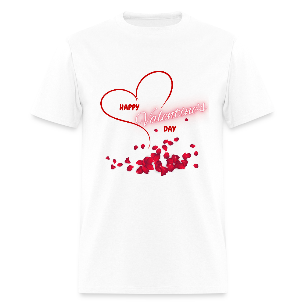 Happy Valentines Day Shirt, Valentines Day Gift,  Valentine For Him Her, Hearts, Rose Petals, Happy Valentines Day Gift, Men Valentines Day Gift, Women Valentine Gift - white