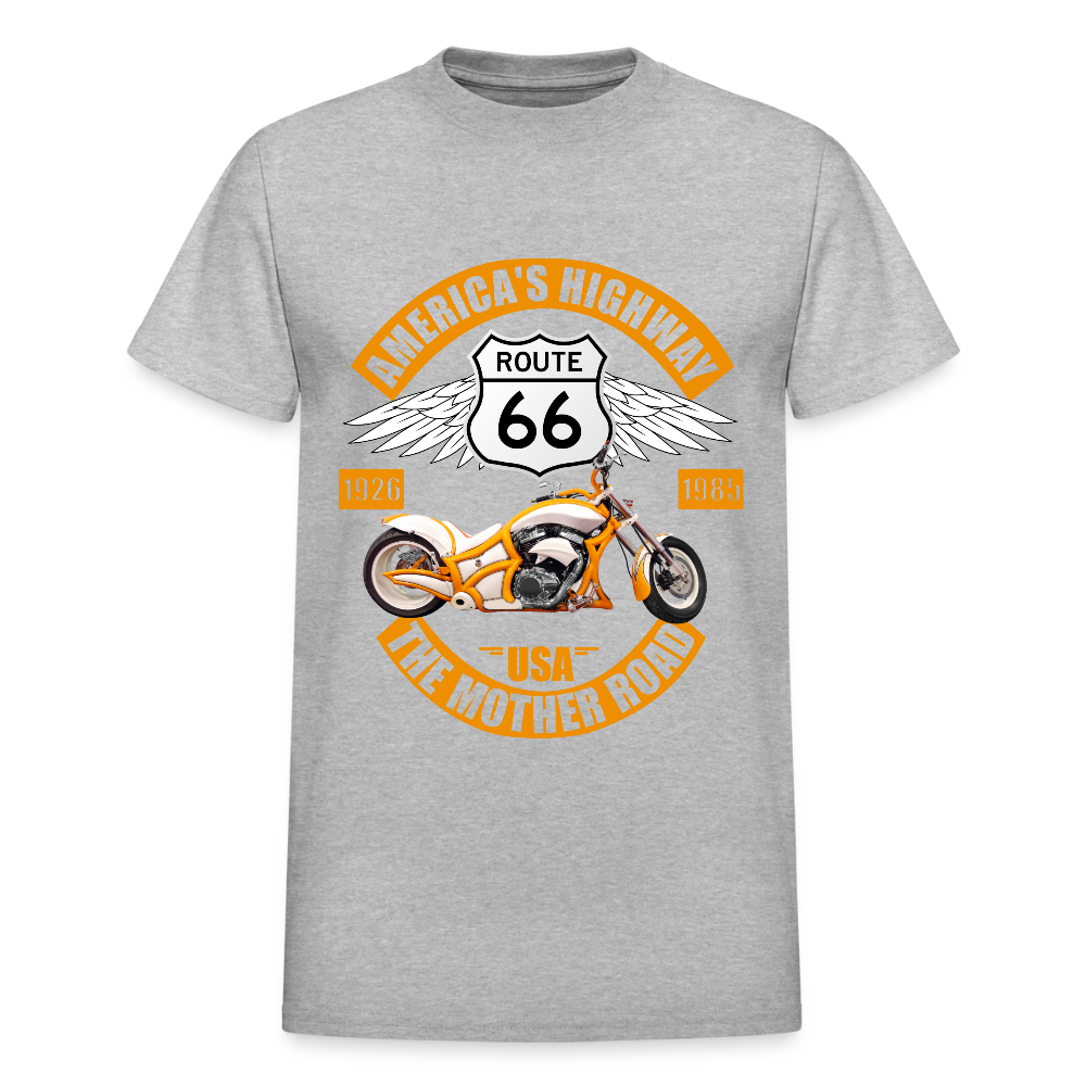 Route 66 Shirt, America's Road, Fathers Day Gift, Mother Road, Route 66 T-Shirt, Road Trip Shirt, Route 66 USA Motorcycle Biker Souvenir Tee - heather gray