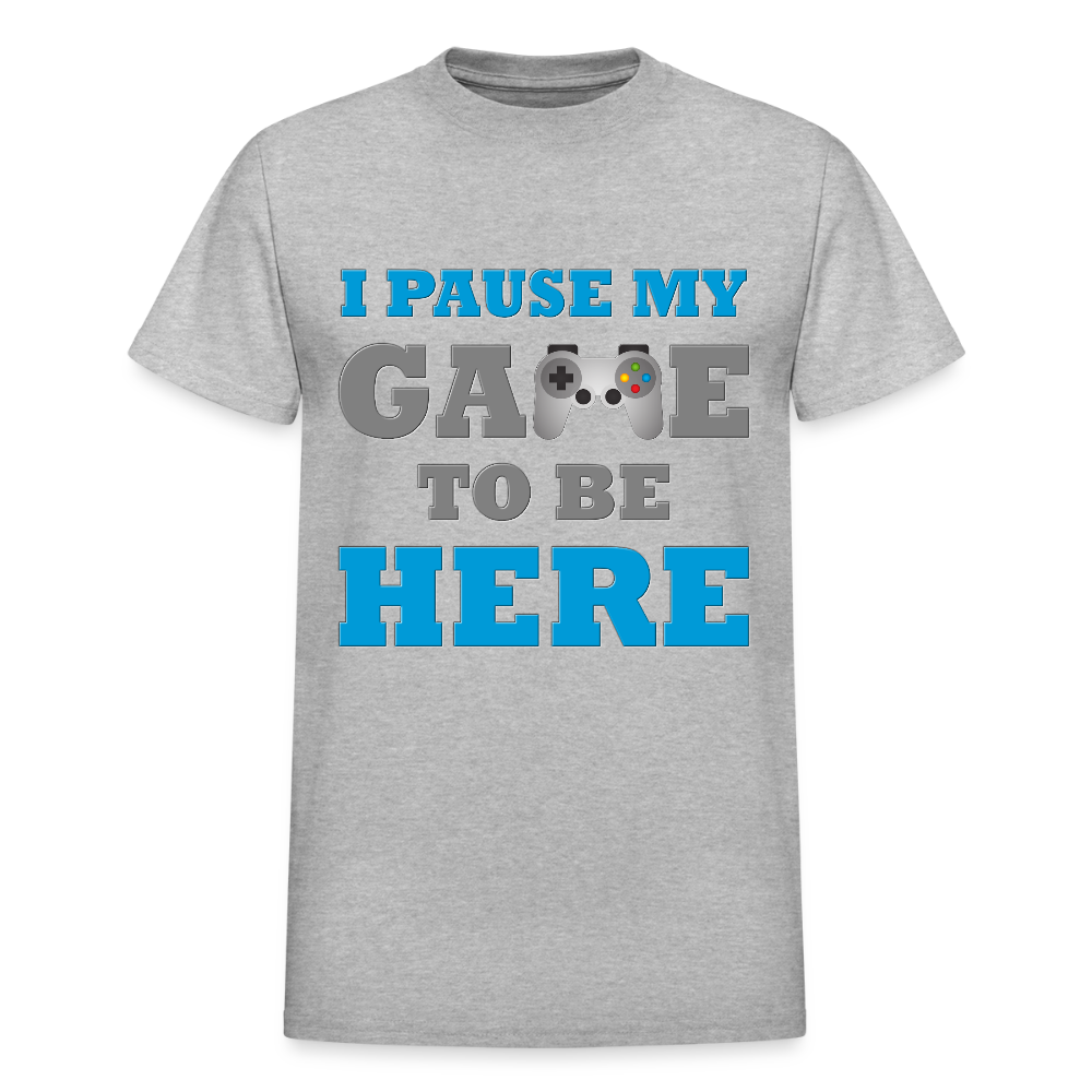 Gamer Shirt, I paused my Game to Be Here Shirt, Christmas Valentines Gift, Gamer Gift, Funny Gaming Shirt, Brothers Gift - heather gray