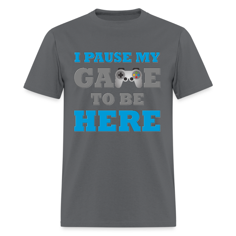 Gamer Shirt, I paused my Game to Be Here Shirt, Christmas Valentines Gift, Gamer Gift, Funny Gaming Shirt, Brothers Gift - charcoal
