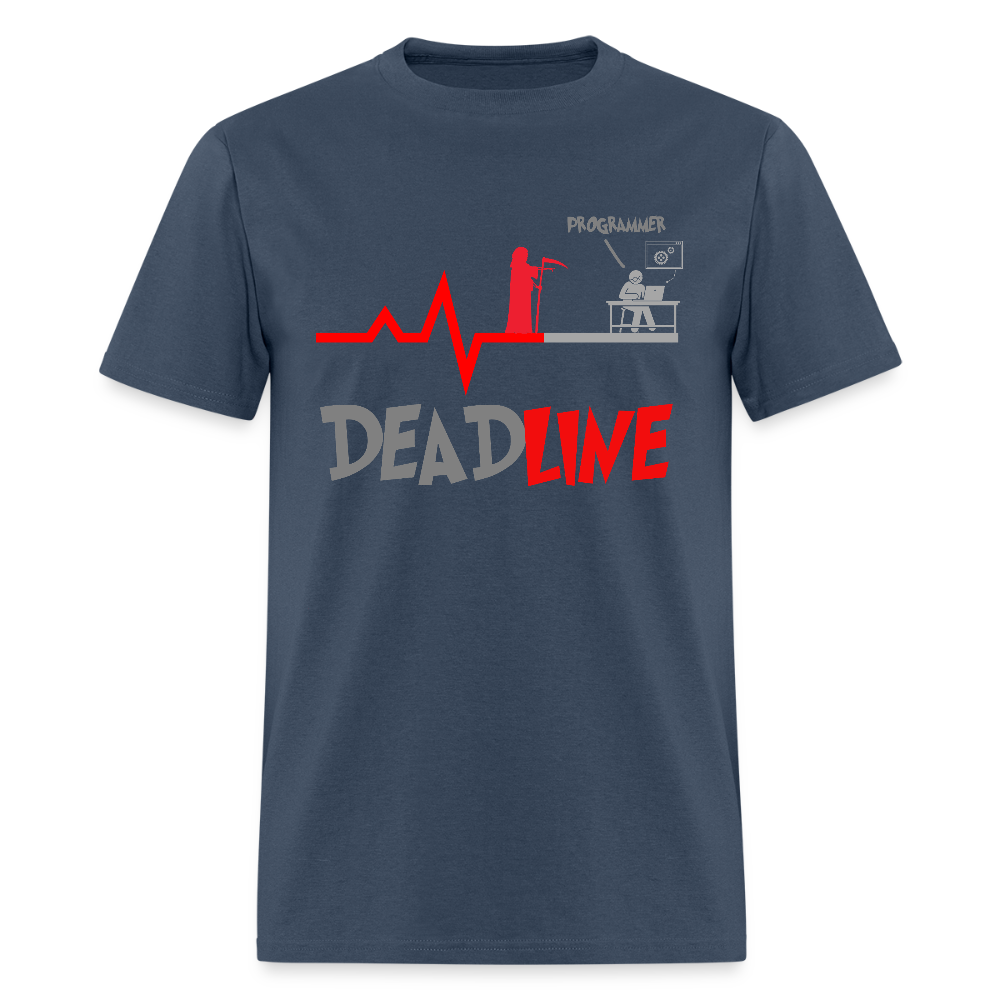 Deadline Programmer Shirt, Coder Shirt, Coding T Shirt, Funny Shirt, Grim Reaper Shirt, Computer Shirt, Developer t shirt -  blue dusk
