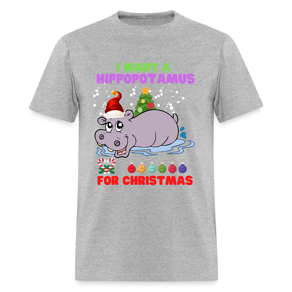 I Want A Hippopotamus For Christmas, Christmas Gifts, Hippo Christmas Shirt, Holiday Party, Funny Christmas Shirt, Family Christmas Shirts, Funny Holiday - heather gray
