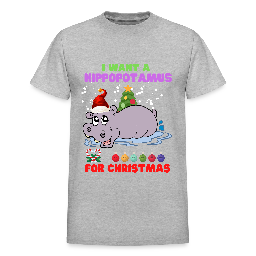 I Want A Hippopotamus For Christmas, Christmas Gifts, Hippo Christmas Shirt, Holiday Party, Funny Christmas Shirt, Family Christmas Shirts, Funny Holiday - heather gray