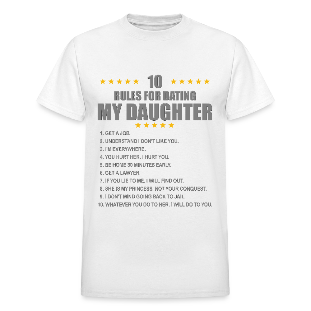 Gift For Father, Gift For Daddy, 10 Rules For Dating My Daughter T shirt, Shirt T-Shirt Gift For Father, Gift For Dad, Number One Star Dad For Him - white