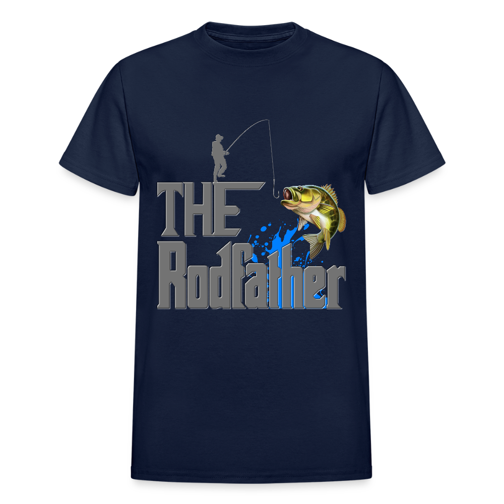 The Rodfather T-Shirt, Funny Fishing, Fishing Rod Shirt, Lake Lover Shirt, Fishing Gift For Men, Dad Fishing Shirt, Father Day Shirt - navy