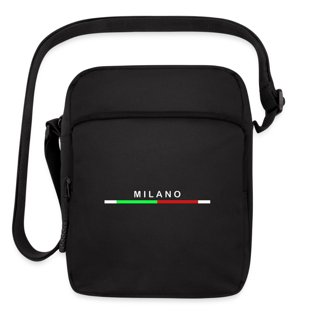 Milano Upright Crossbody Bag, Milan Upright Crossbody Bag, Vacation Holiday Milano Upright Crossbody Bag,   Italia Upright Crossbody Bag, Italian Flag Upright Crossbody Bag, Italian Gift Idea, Italy Upright Crossbody Bag - black