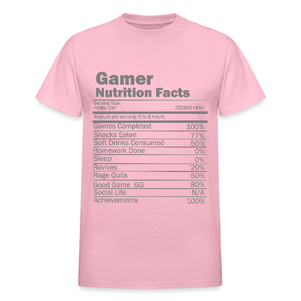 Gamer Nutrition Facts Video Game Shirt, Birthday Gift, Valentine Gift Gift For Gamer, Gamer Gift, Valentine's Day Gift, Gift For Him - light pink
