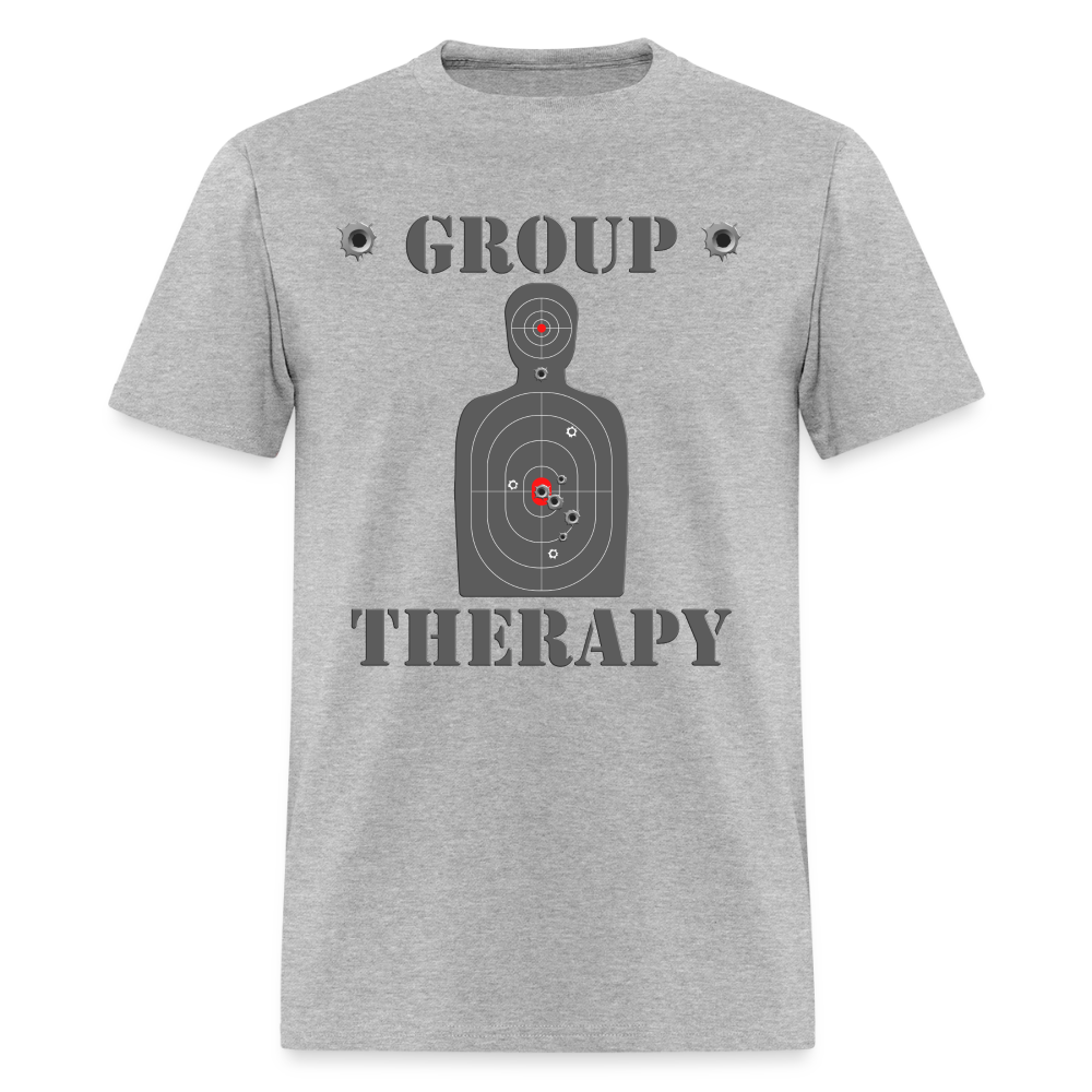 Group Therapy Shirt, Rifle Shirt, Gun Lover Shirt, Bullet Hole Shirt,  Gun Lover Gift,  Bullet Gun Shirt, Funny Bullet Gun, Gun Lover, Veteran Gift, Pew T-shirt. - heather gray