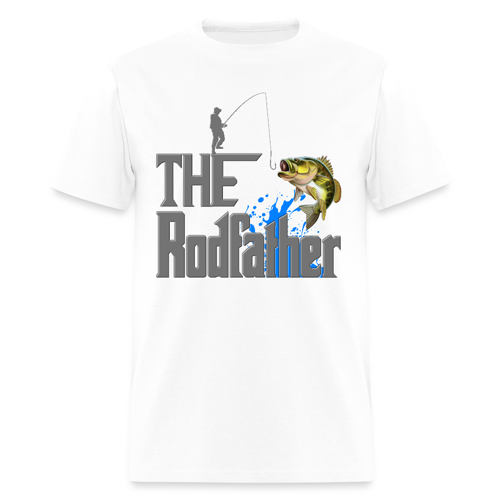 The Rodfather T-Shirt, Funny Fishing, Fishing Rod Shirt, Lake Lover Shirt, Fishing Gift For Men, Dad Fishing Shirt, Father Day Shirt - white