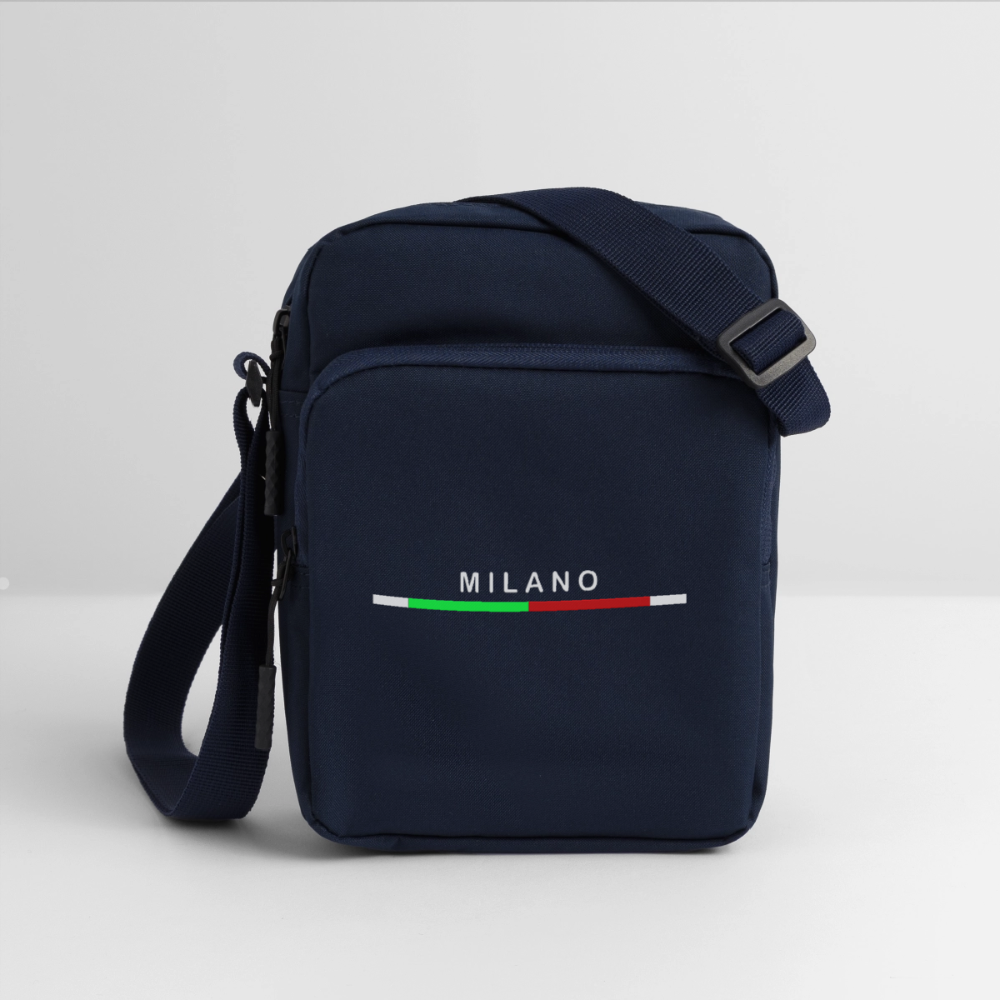 Milano Upright Crossbody Bag, Milan Upright Crossbody Bag, Vacation Holiday Milano Upright Crossbody Bag,   Italia Upright Crossbody Bag, Italian Flag Upright Crossbody Bag, Italian Gift Idea, Italy Upright Crossbody Bag - navy