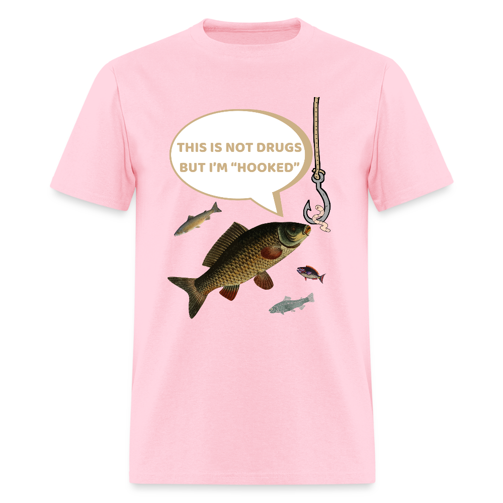 Funny Fishing Shirt, This is Not Drugs But I'm Hooked T-Shirt, Lake Lover Shirt, Cool Tee Men Daddy Dad Shirt, Fathers Day Fishing - pink
