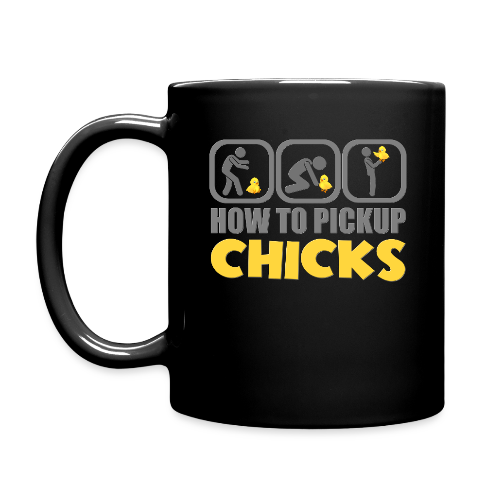 How To Pick Up Chicks Mug - Funny Chicken Dad Gift - black
