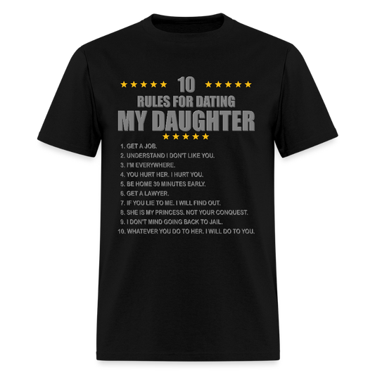 Gift For Father, Gift For Daddy, 10 Rules For Dating My Daughter T shirt, Shirt T-Shirt Gift For Father, Gift For Dad, Number One Star Dad For Him - black