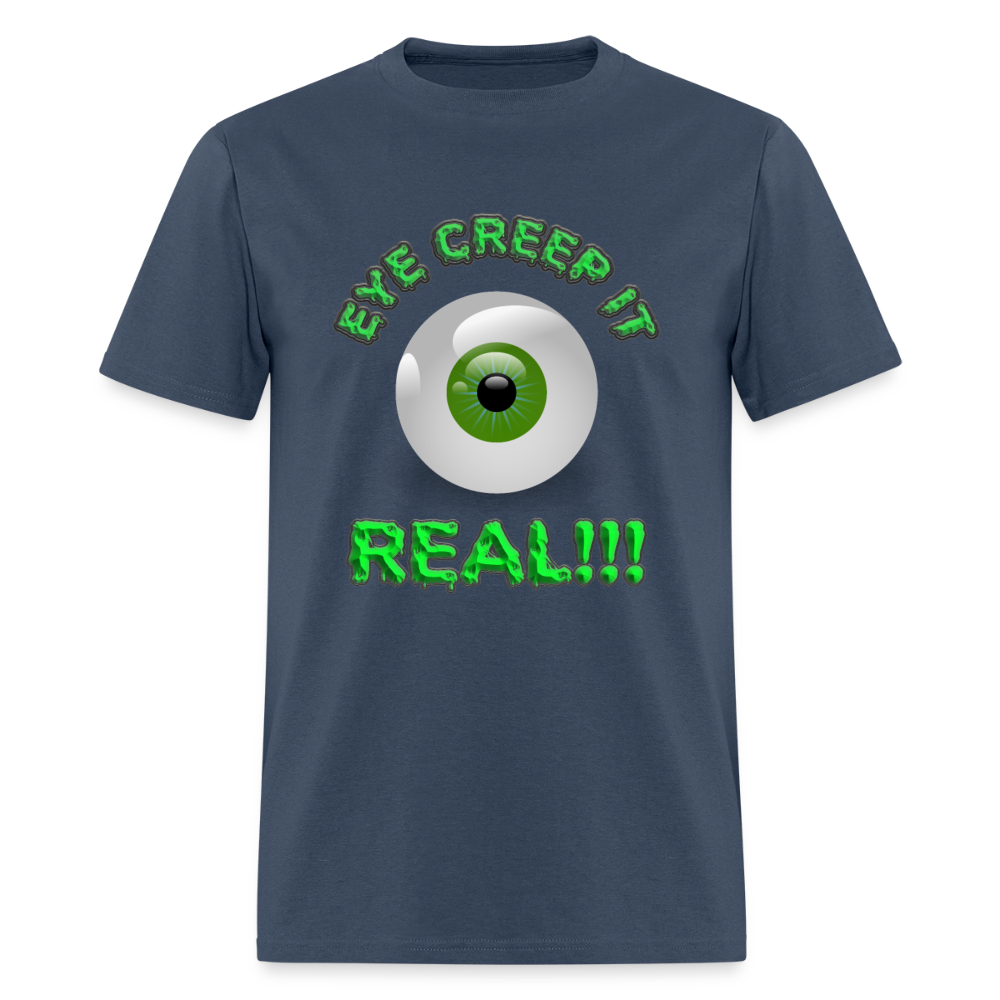 Creep It Real, Eye Creep It Real, Halloween, Scary, skull, haunted, horror, spook, howl, scream, party, October, dead, coffin, creepy, Women's Cropped T-Shirt -  blue dusk
