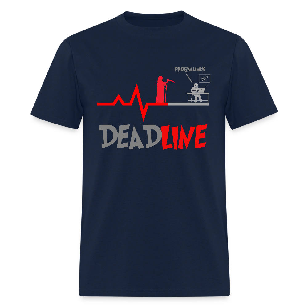 Deadline Programmer Shirt, Coder Shirt, Coding T Shirt, Funny Shirt, Grim Reaper Shirt, Computer Shirt, Developer t shirt - navy