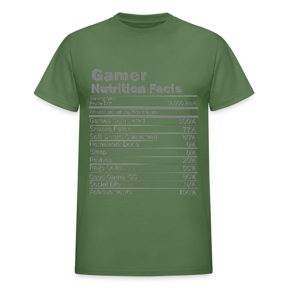 Gamer Nutrition Facts Video Game Shirt, Birthday Gift, Valentine Gift Gift For Gamer, Gamer Gift, Valentine's Day Gift, Gift For Him - military green