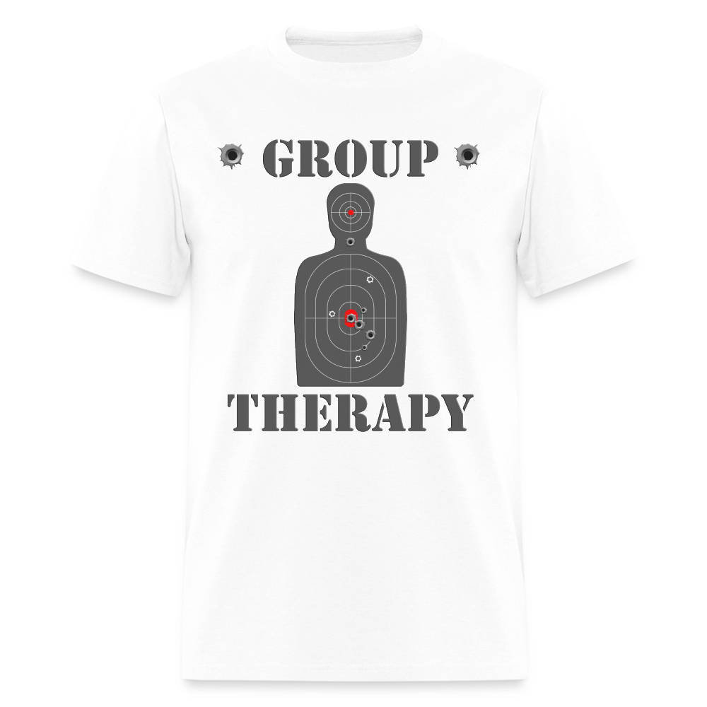 Group Therapy Shirt, Rifle Shirt, Gun Lover Shirt, Bullet Hole Shirt,  Gun Lover Gift,  Bullet Gun Shirt, Funny Bullet Gun, Gun Lover, Veteran Gift, Pew T-shirt. - white