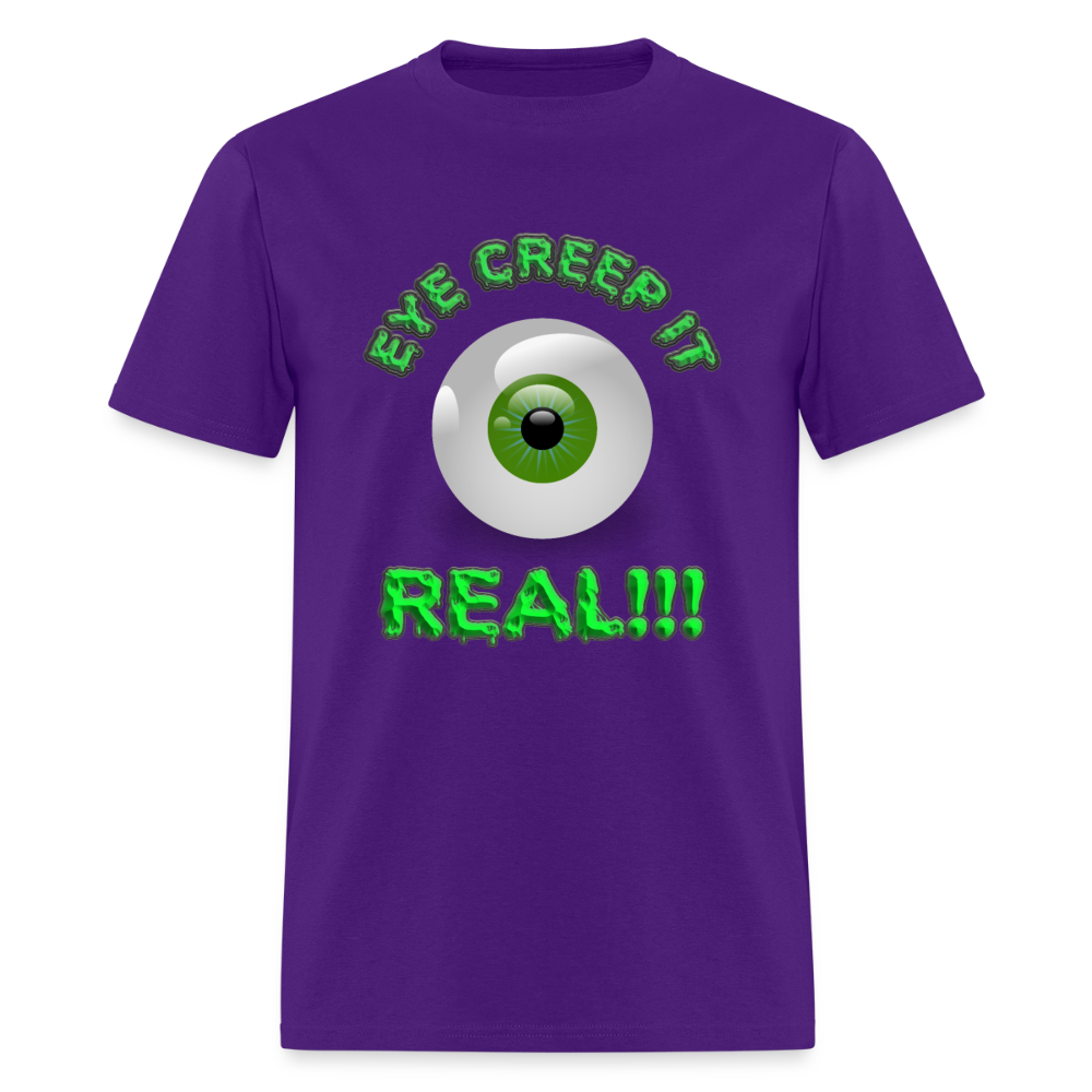 Creep It Real, Eye Creep It Real, Halloween, Scary, skull, haunted, horror, spook, howl, scream, party, October, dead, coffin, creepy, Women's Cropped T-Shirt - purple