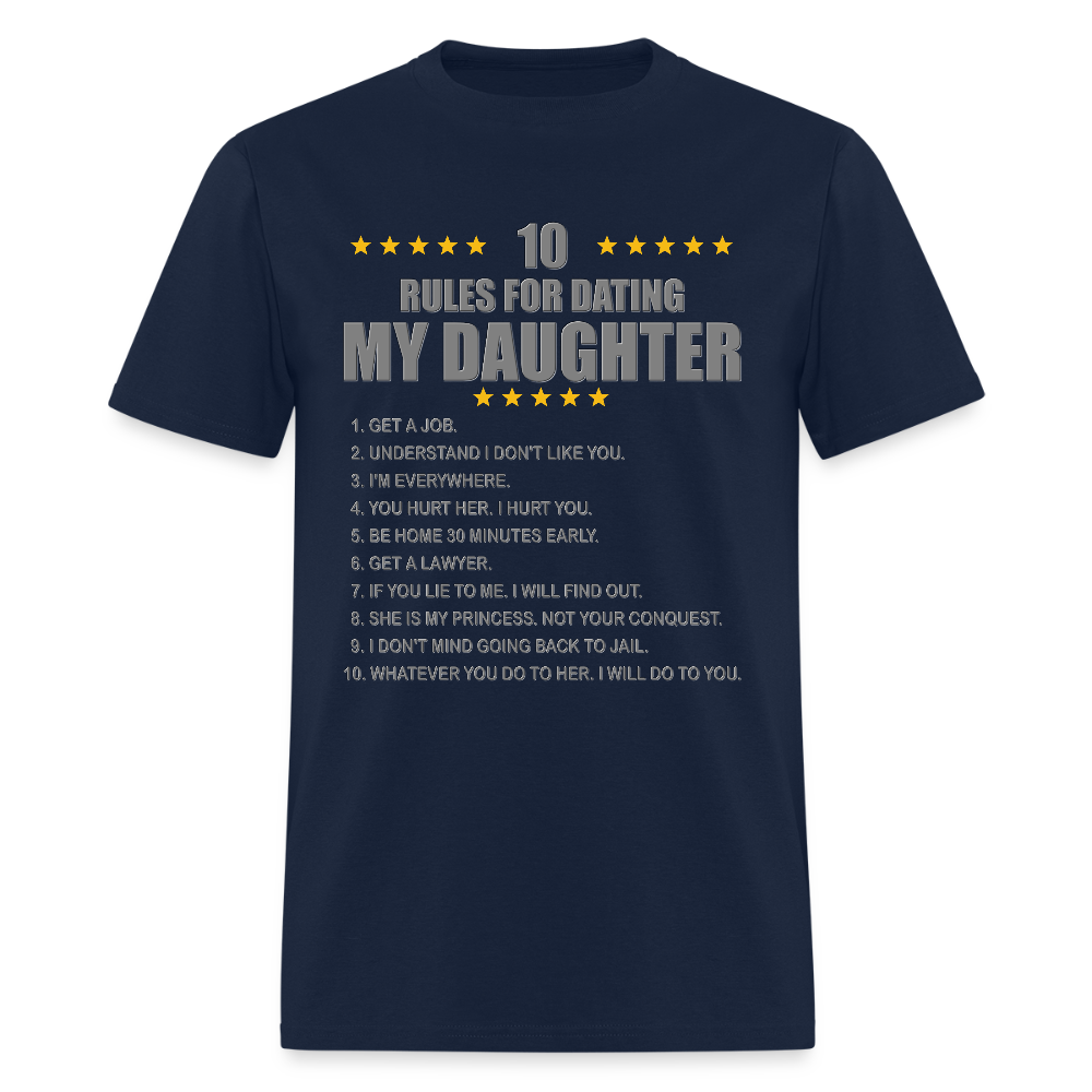 Gift For Father, Gift For Daddy, 10 Rules For Dating My Daughter T shirt, Shirt T-Shirt Gift For Father, Gift For Dad, Number One Star Dad For Him - navy