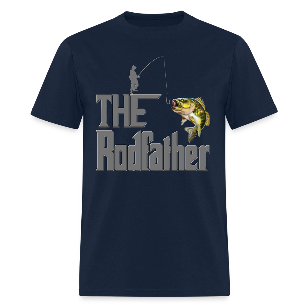 The Rodfather T-Shirt, Funny Fishing, Fishing Rod Shirt, Lake Lover Shirt, Fishing Gift For Men, Dad Fishing Shirt, Father Day Shirt - navy