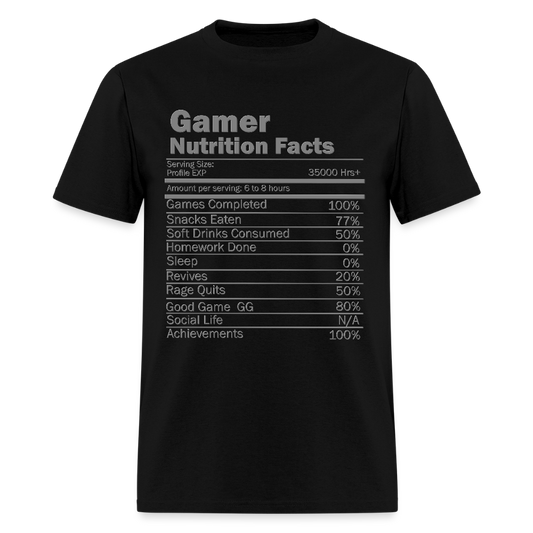 Gamer Nutrition Facts Video Game Shirt, Birthday Gift, Valentine Gift Gift For Gamer, Gamer Gift, Valentine's Day Gift, Gift For Him - black