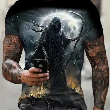 Grim Reaper, Death, Grim Reaper T-Shirt, Happy Halloween, Monster, Trick Or Treat, Spooky, Scary, Skull, Wolf, Werewolf, Orange, Bat,