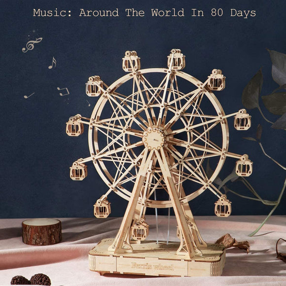 Ferris Wheel 3D, DIY Model, Wooden Rotatable, With Playing Music, Gift For Birthday, Gift For Him, Gift For Her