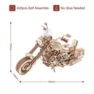 Motorcycle Model DIY,  Wooden Puzzle Craft Kit, To Build Cruiser Bike, Unique Gift for Adults, Home Decor Essentials