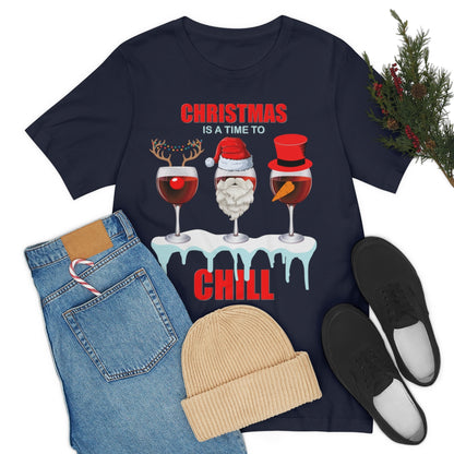 Christmas Is A Time To Chill, Chilling, Santa, Frosty The Snowman, Rudolf The Red Nose Reindeer, Wine, Wine Lover, Snow, Ice, Winter, Wine Glass