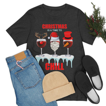 Christmas Is A Time To Chill, Chilling, Santa, Frosty The Snowman, Rudolf The Red Nose Reindeer, Wine, Wine Lover, Snow, Ice, Winter, Wine Glass